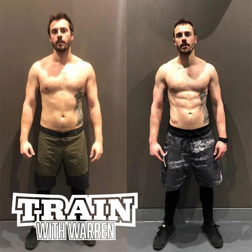 Before and after photo of Train With Warren client