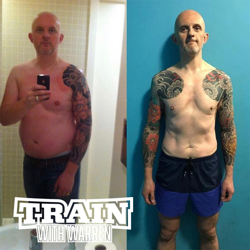 Before and after photo of Train With Warren client
